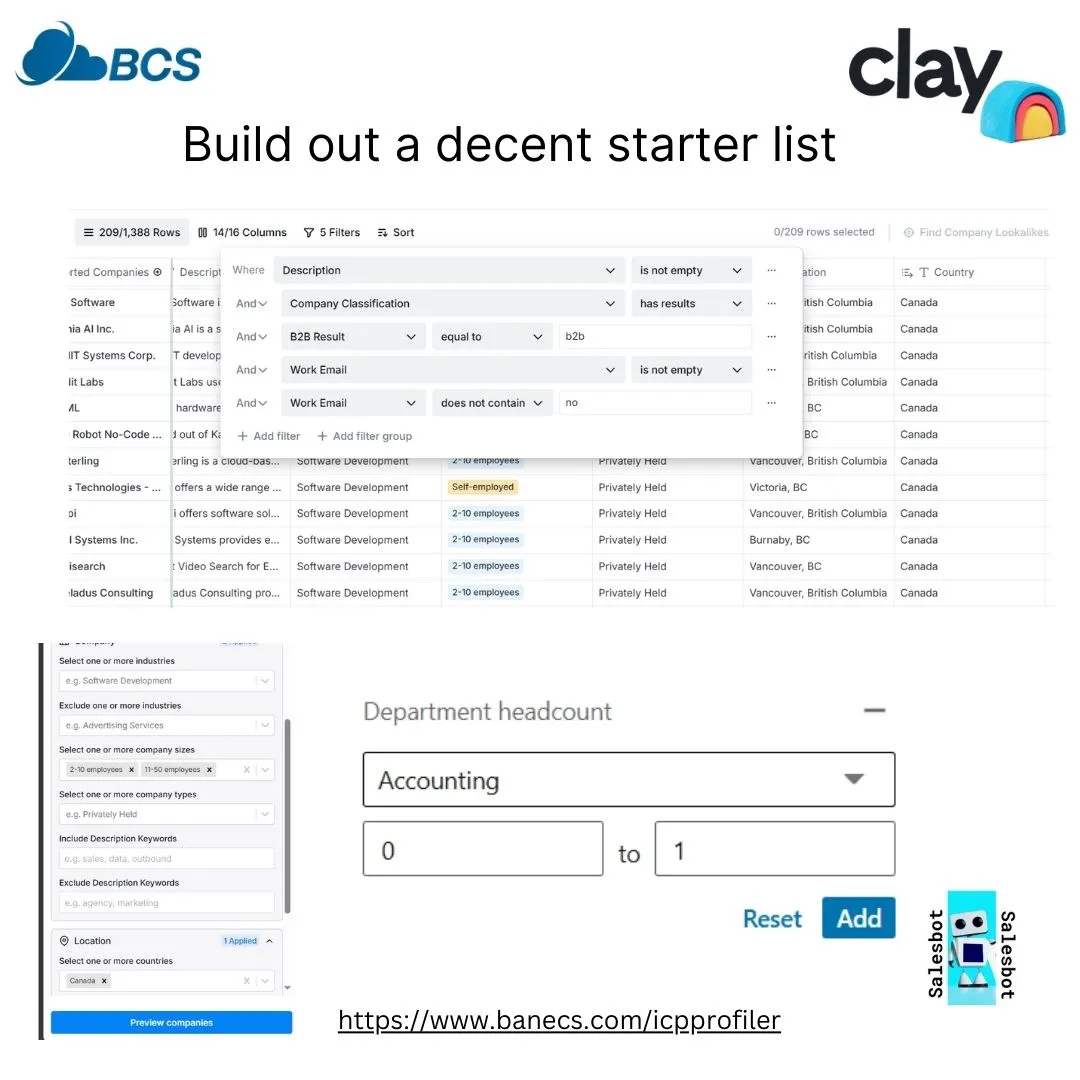 Linkedin and Clay Search Filters