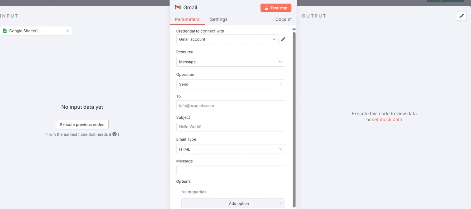 send message node