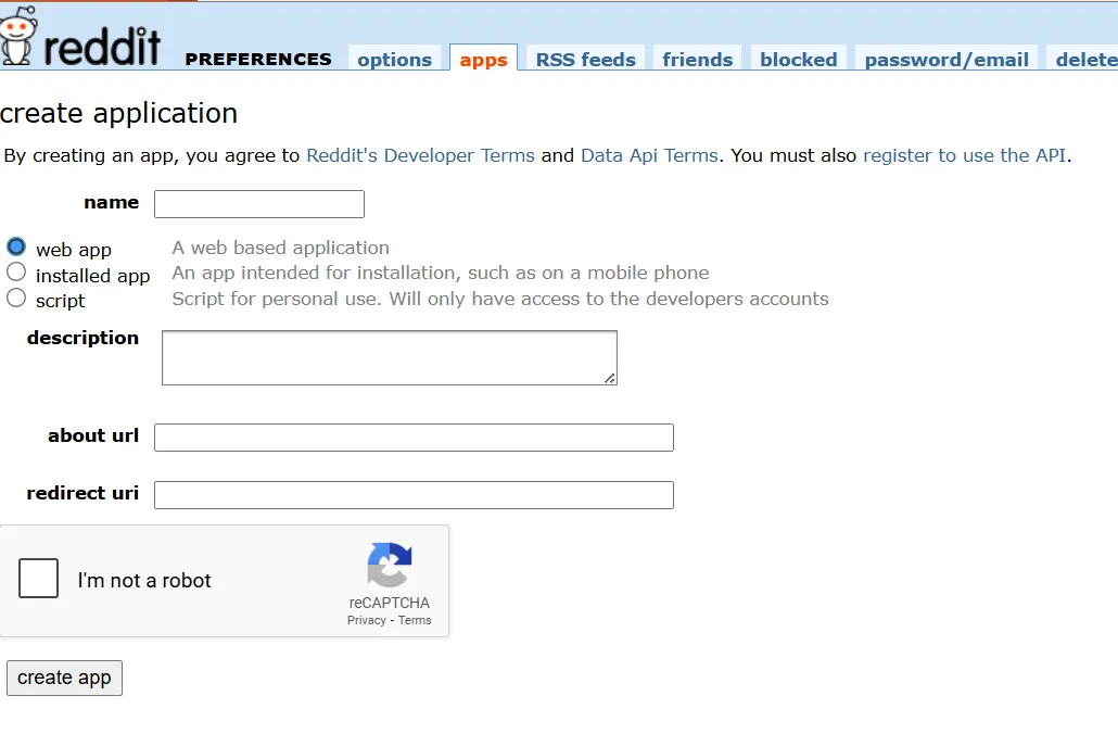 Reddit API Setup