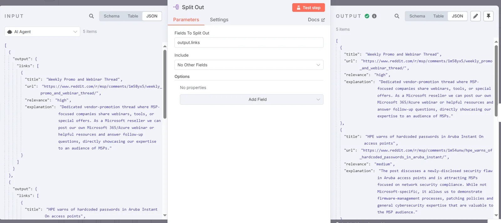 Split Node N8N